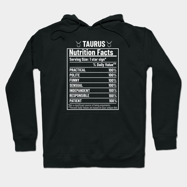 Taurus Nutrition Facts Label Hoodie by HobbyAndArt